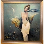 Naine Sinise salliga Jüri Ristna  108x112cm