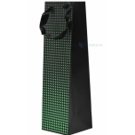 Paelsangaga roheliste täppidega must kinkekott veinile 10,5+10,5x36cm