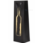 Kinkekott paelsangaga veinipudeli kontuuriga must veinile 10,5+10,5x36cm