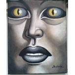 Hall nägu.Akrüülmaal lõuend alusraamil. 25*20cm