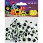 Kleepuvad silmad Wiggly Eyes 100 tk mustad, pimedas helendavad